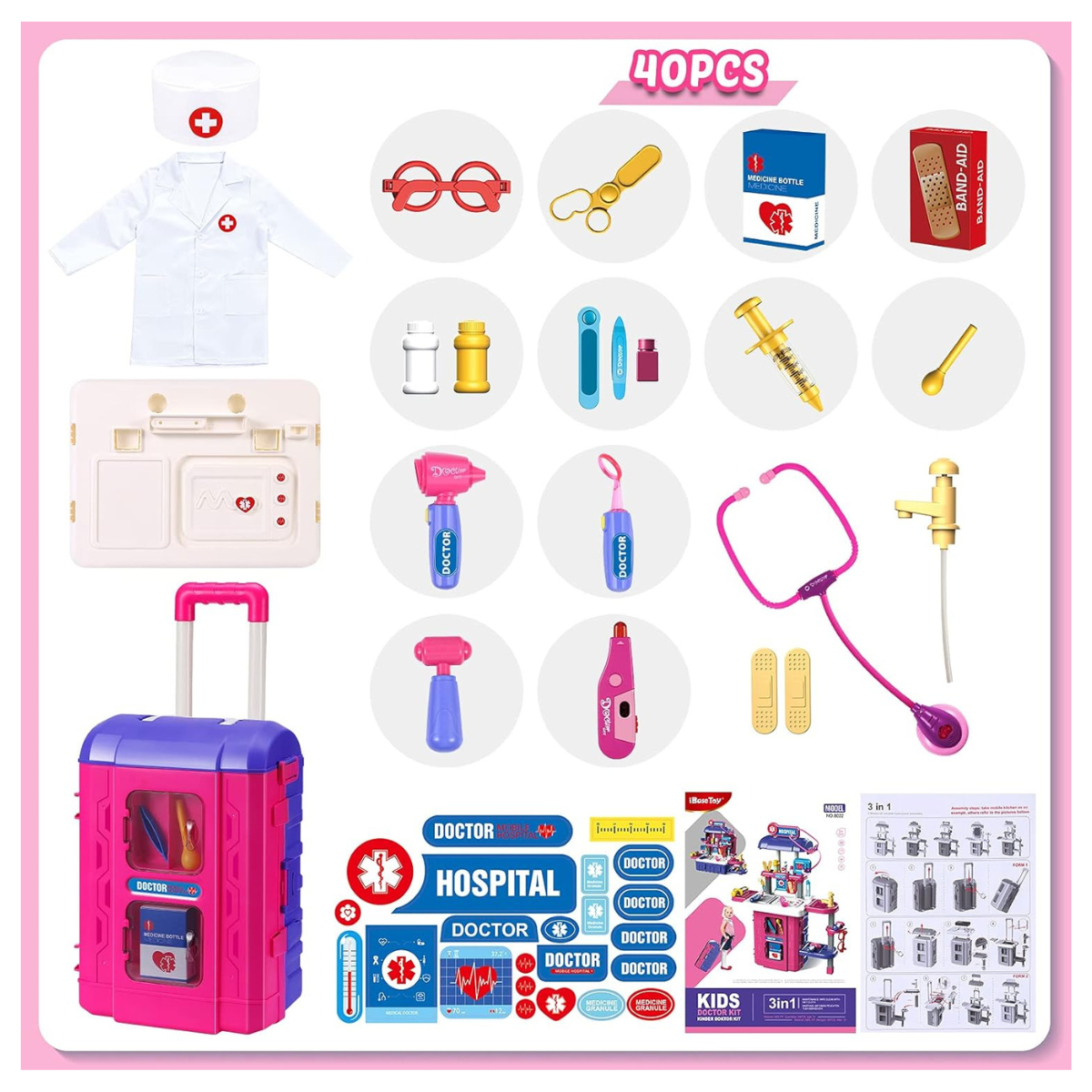 Maleta Juguete 2 en 1: Enfermería Niña.