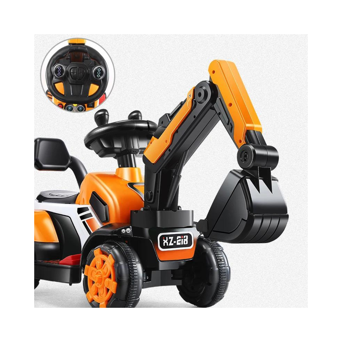 Excavadora eléctrica montable para niños.