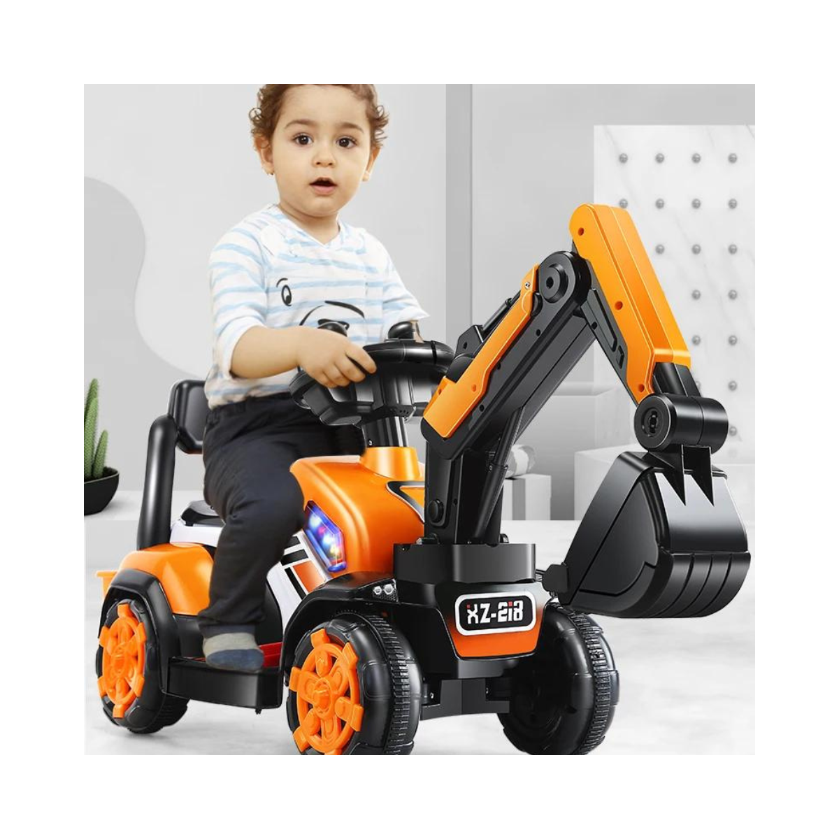 Excavadora eléctrica montable para niños.